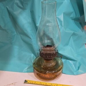Source Unknown Glass Lantern with Amber Base